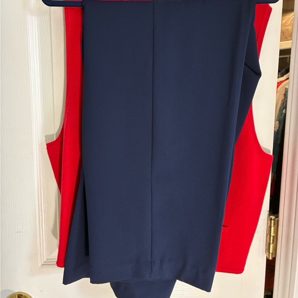 Red and Navy Sleeveless Dress